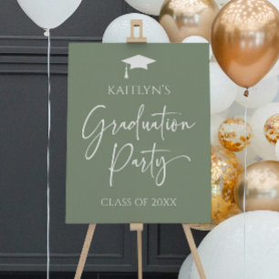 Minimalist Green Graduation Party Welcome Sign