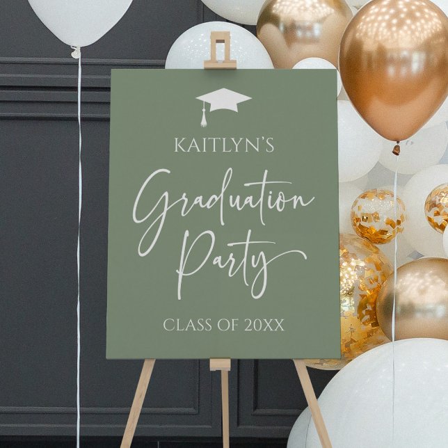 Minimalist Green Graduation Party Welcome Sign (Creator Uploaded)