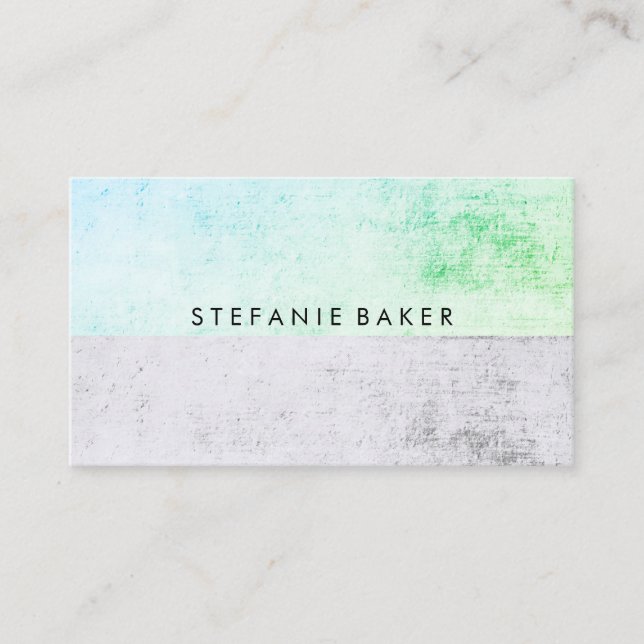 Minimalist Green Gray Grunge Business Card (Front)