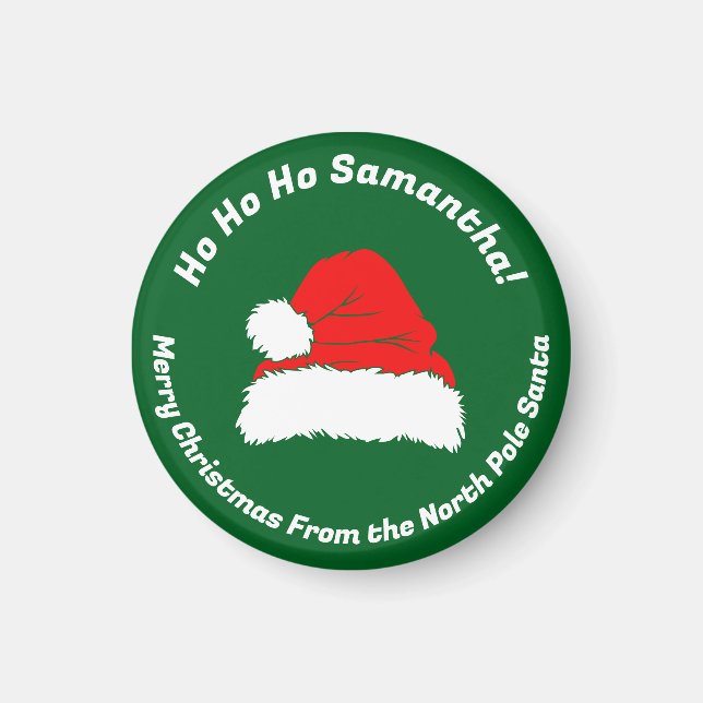 Minimalist Green Ho ho ho Santa Merry Christmas Magnet (Front)