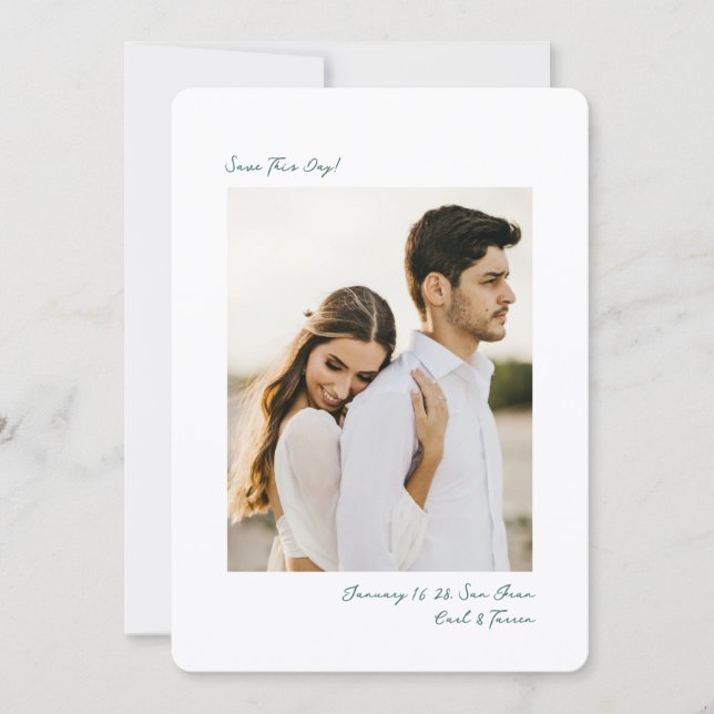 Minimalist Green Insta Photo Film Simple Wedding Save The Date (Front)