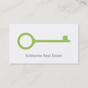 Minimalist Green Key Realtor Business Cards