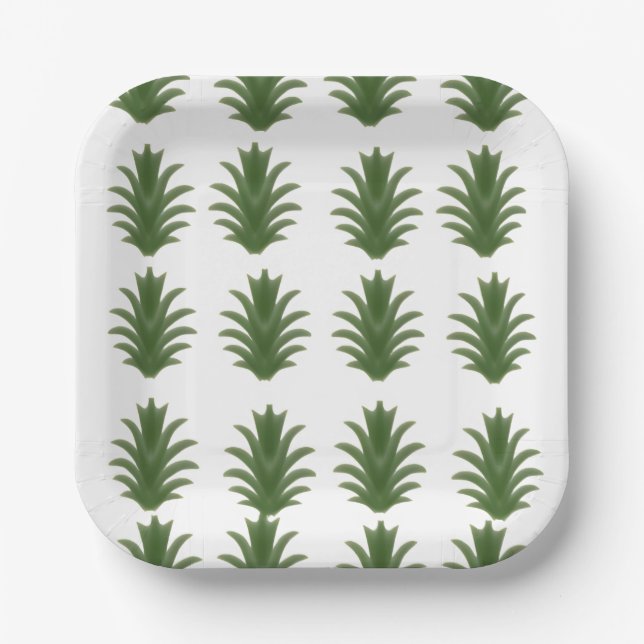 Minimalist Green Leaf Botanical Paper Plate (Front)