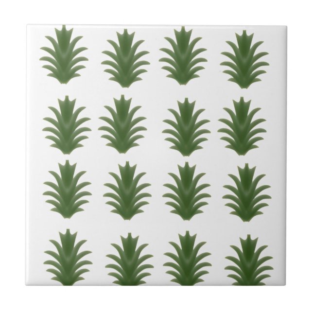 Minimalist Green Leaf Botanical Paper Plate Ceramic Tile (Front)