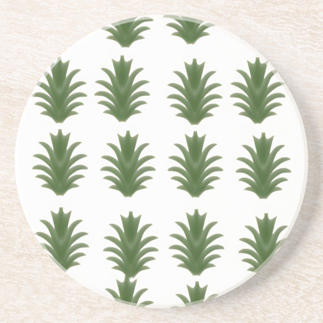 Minimalist Green Leaf Botanical Paper Plate Coaster (Front)