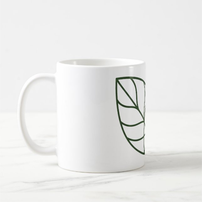 Minimalist Green Leaf Line Art  Coffee Mug (Left)