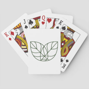 Minimalist Green Leaf Line Art Poker Cards