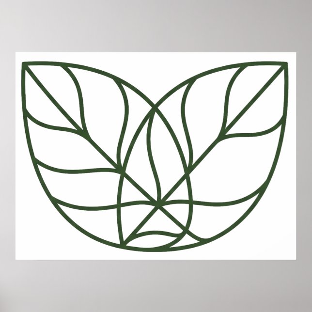 Minimalist Green Leaf Line Art  Poster (Front)