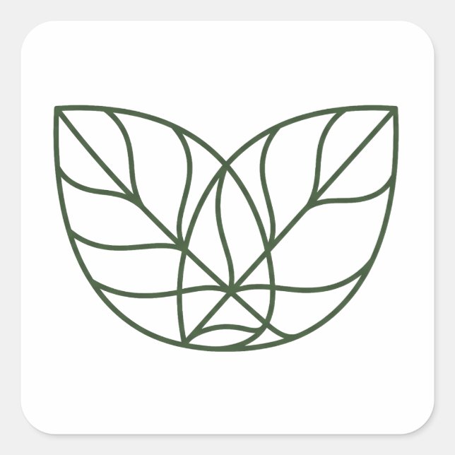 Minimalist Green Leaf Line Art  Square Sticker (Front)