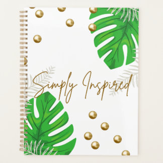 Minimalist Green Leaf Notebook with Gold Accents