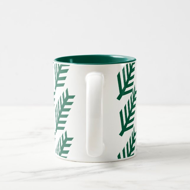 Minimalist Green Leaf Pattern Mug – Eco Style Drin (Handle)