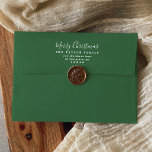 Minimalist Green Merry Christmas Card Envelope<br><div class="desc">These minimalist green Merry Christmas card envelopes are perfect for a simple holiday card or invitation. The design features classic green and white typography paired with a rustic yet elegant script font with hand lettered style. Personalize the envelope flap with your name and return address.</div>