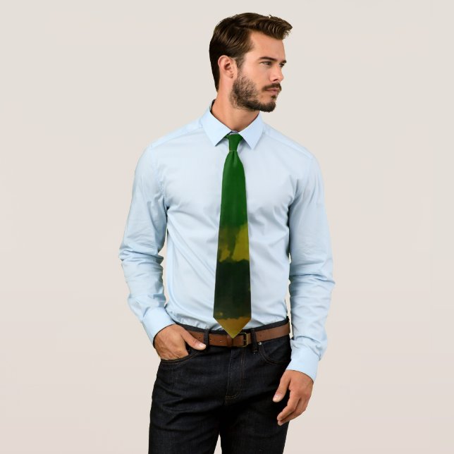 Minimalist Green Modern Art Abstract Neck Tie (In Situ)