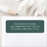 Minimalist Green Modern Christmas Return Address Label<br><div class="desc">Modern Christmas return address featuring a simple design with your return address over a solid color background.</div>