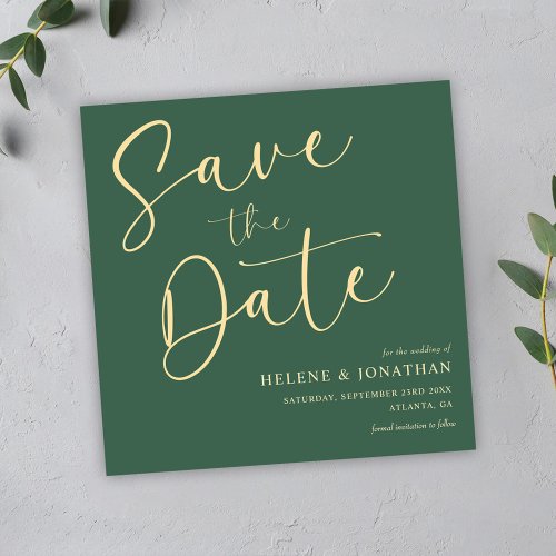 Minimalist Green Modern Elegant Wedding Save The Date