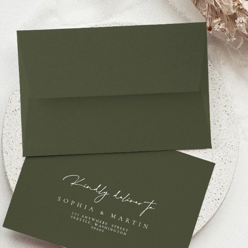 Minimalist Green Modern RSVP Return Address Envelope