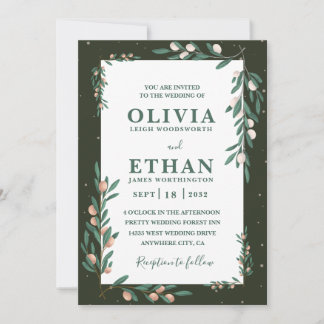 Minimalist Green Modern Simple Typography Wedding Invitation