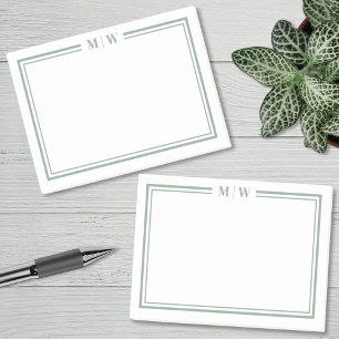 Minimalist Green Monogram Post-it Notes