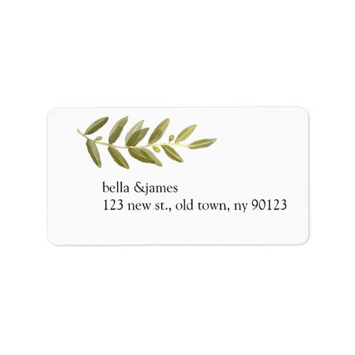 Minimalist Green Olive Branch Address Labels