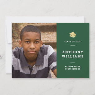 Minimalist Green Photo Graduation Invitation