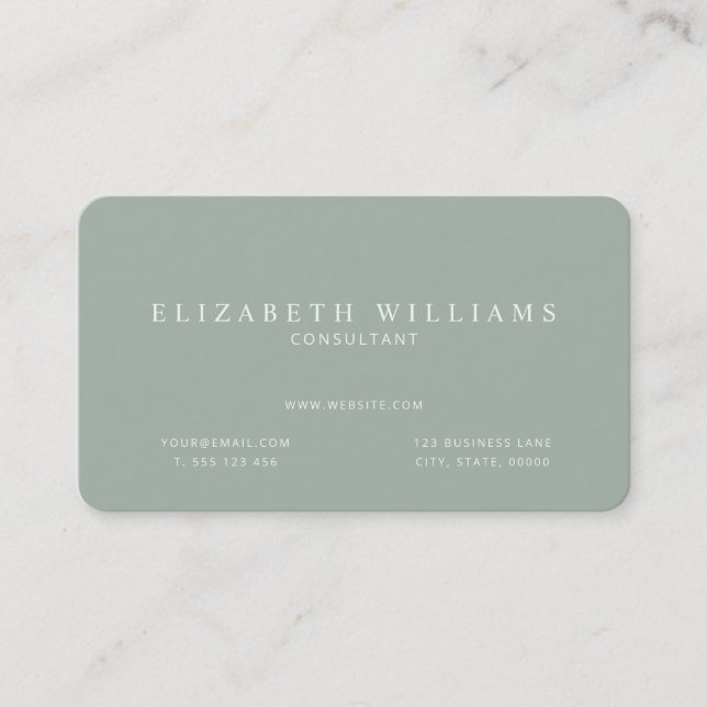 Minimalist Green Professional Business Card (Front)