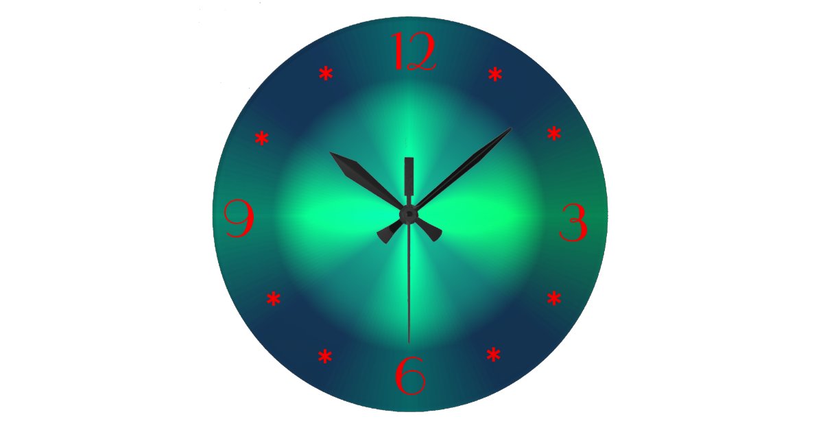 Minimalist Green Red Illuminated >Wall Clocks