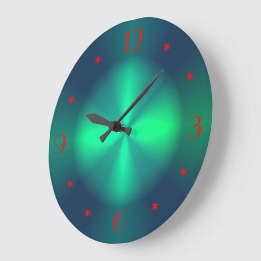 Minimalist Green Red Illuminated >Wall Clocks Zazzle