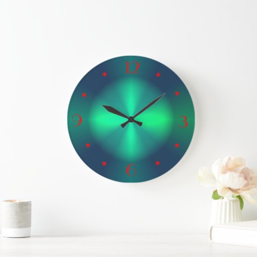 Minimalist Green Red Illuminated >Wall Clocks Zazzle