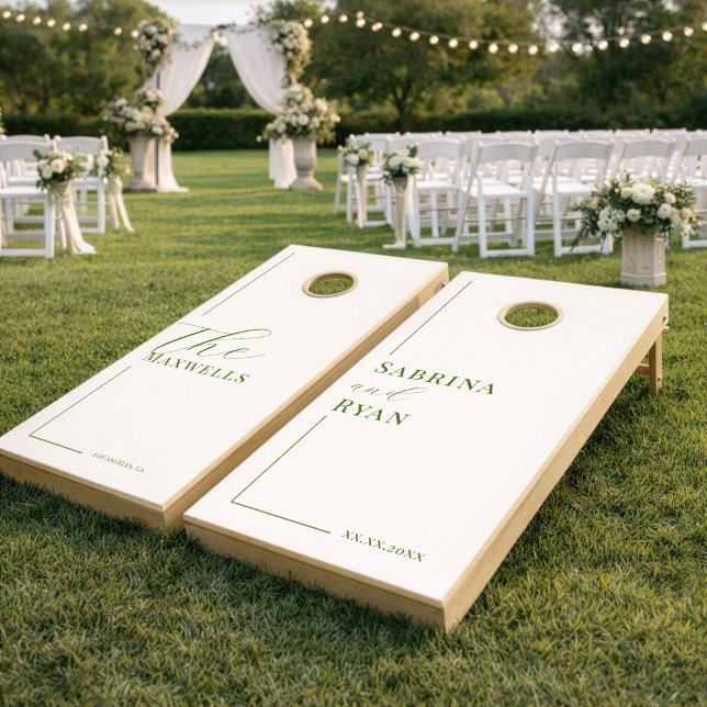 Minimalist Green Sage elegant Wedding Cornhole Set (Creator Uploaded)