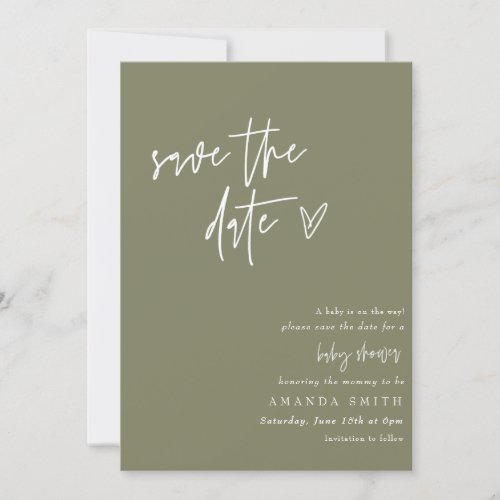Minimalist Green Save The Date Boho Baby Shower In Invitation