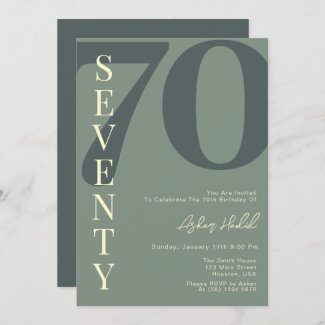 Minimalist Green Seventy 70th Birthday