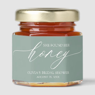 Minimalist Green She Found Her Honey Bridal Shower Jar Favors