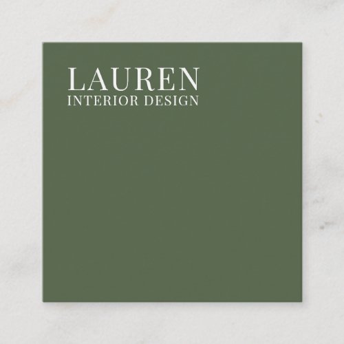 Minimalist green simple elegant interior designer square business card