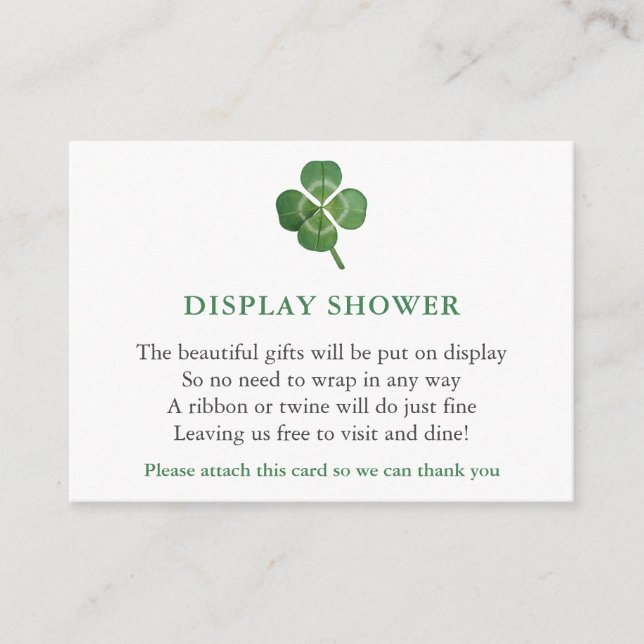 Minimalist Green St Patricks Day Display Shower Enclosure Card (Front)