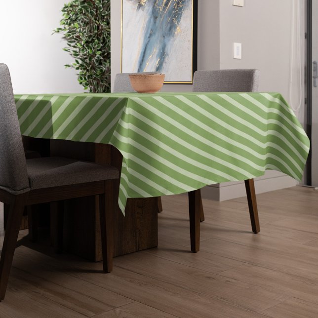 Minimalist Green Striped Whimsical Modern Tablecloth (Festive whimsy green striped simple tablecloth. )