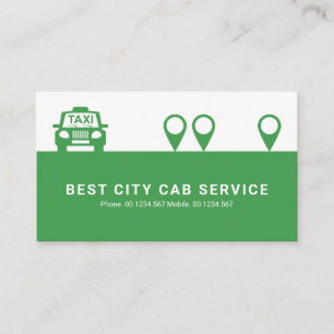 Minimalist Green Taxi Location Icons Cab Driver Business Card