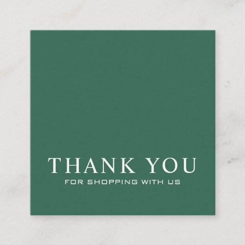 Minimalist Green Thank You Square Business Card