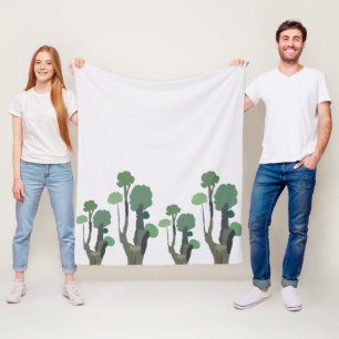 Minimalist Green Tree Fleece Blanket