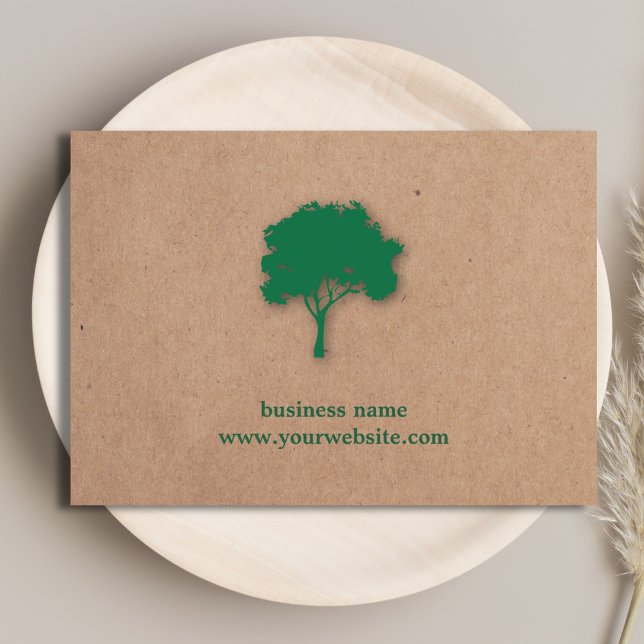 Minimalist Green Tree Kraft (printed) Landscaping Business Card (Creator Uploaded)
