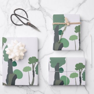 Minimalist Green Tree Pattern