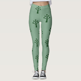 Minimalist Green Trees  Leggings