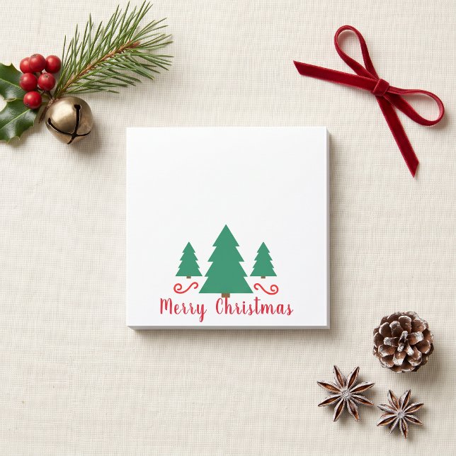 Minimalist Green Trees Merry Christmas Post-it Notes (Creator Uploaded)
