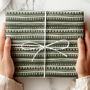Minimalist Green Tribal Stripe Wrapping Paper