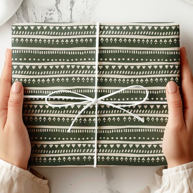 Minimalist Green Tribal Stripe Wrapping Paper (Creator Uploaded)