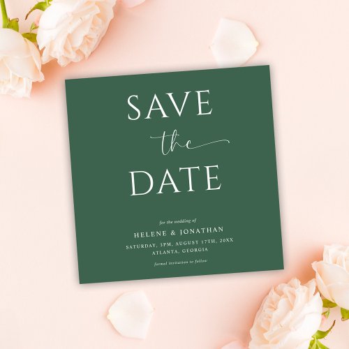 Minimalist Green Typography Modern Elegant Wedding Save The Date