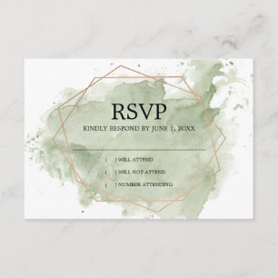 Minimalist Green Watercolor RSVP Card