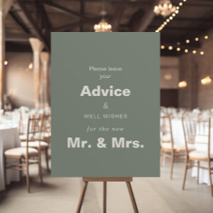 Minimalist Green Wedding Advice and Well Wishes Poster