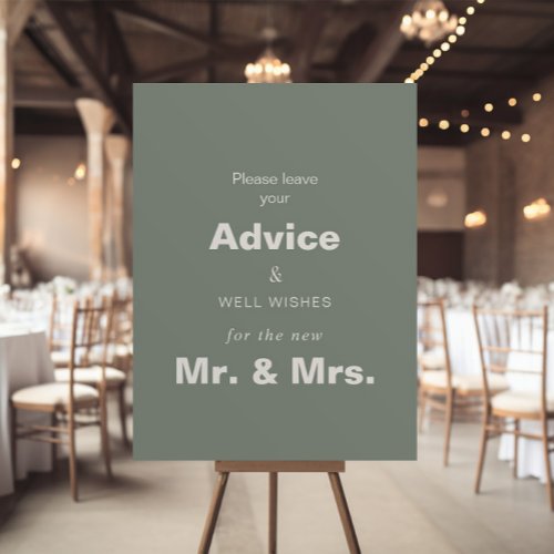 Minimalist Green Wedding Advice and Well Wishes  Poster