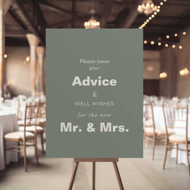 Minimalist Green Wedding Advice and Well Wishes  Poster (Creator Uploaded)