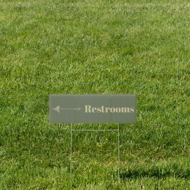 Minimalist Green Wedding Arrow Direction Restrooms Sign